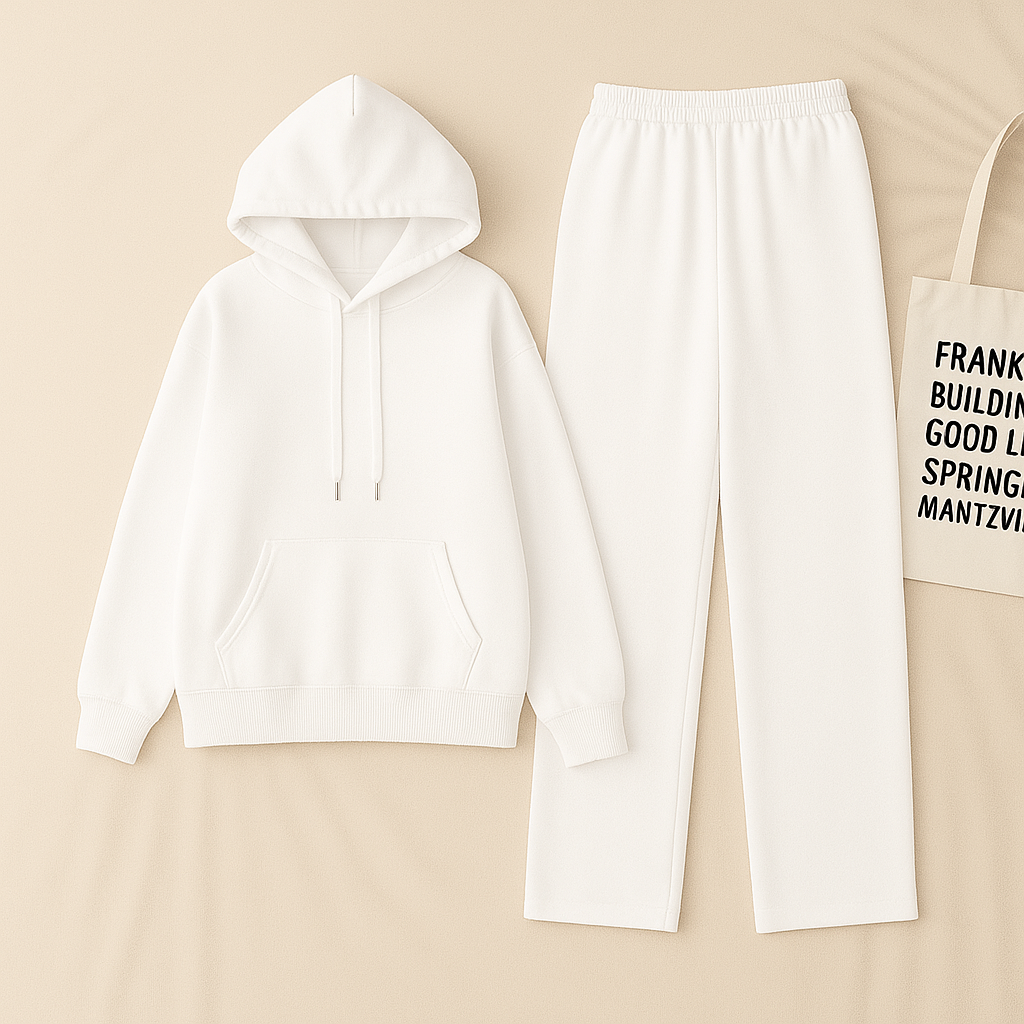 White Zipper And White Trouser set