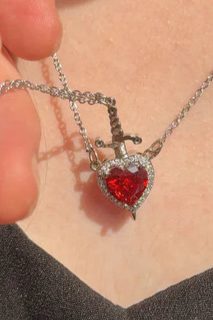 Heart Sword Necklace Symbol of Love & Strength