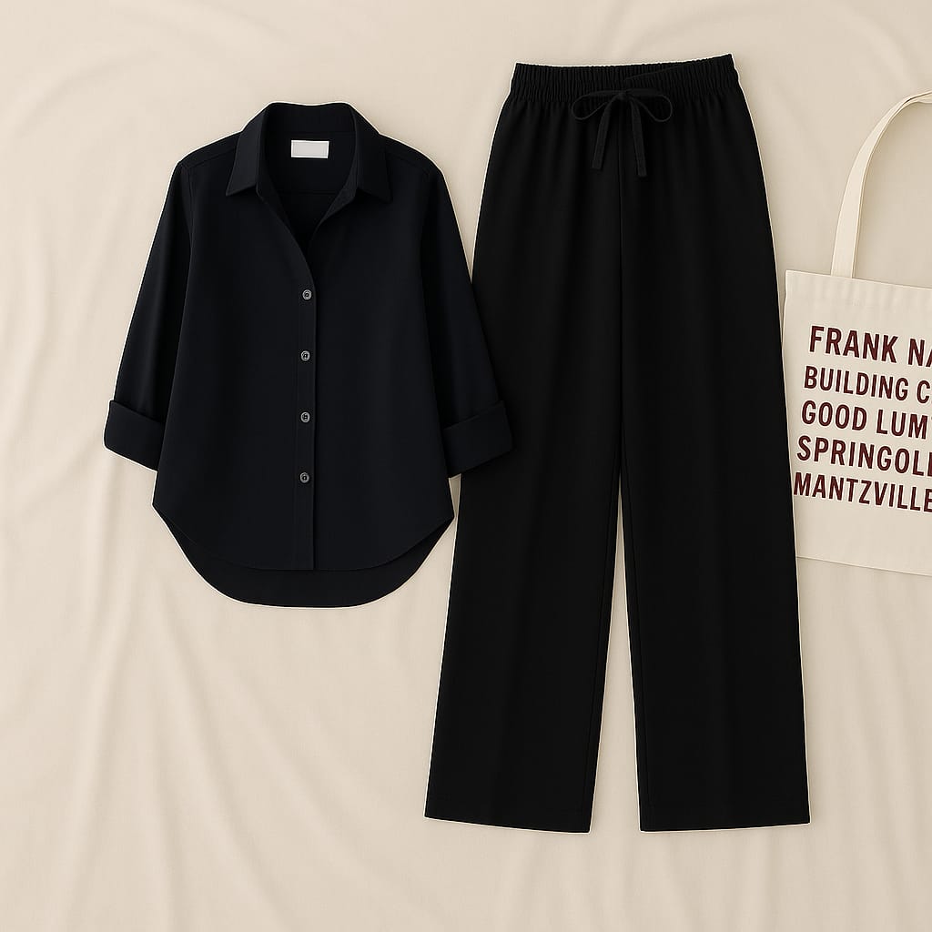 Black Shirt & Black Pant Set – Complete Ready-to-Wear Outfit