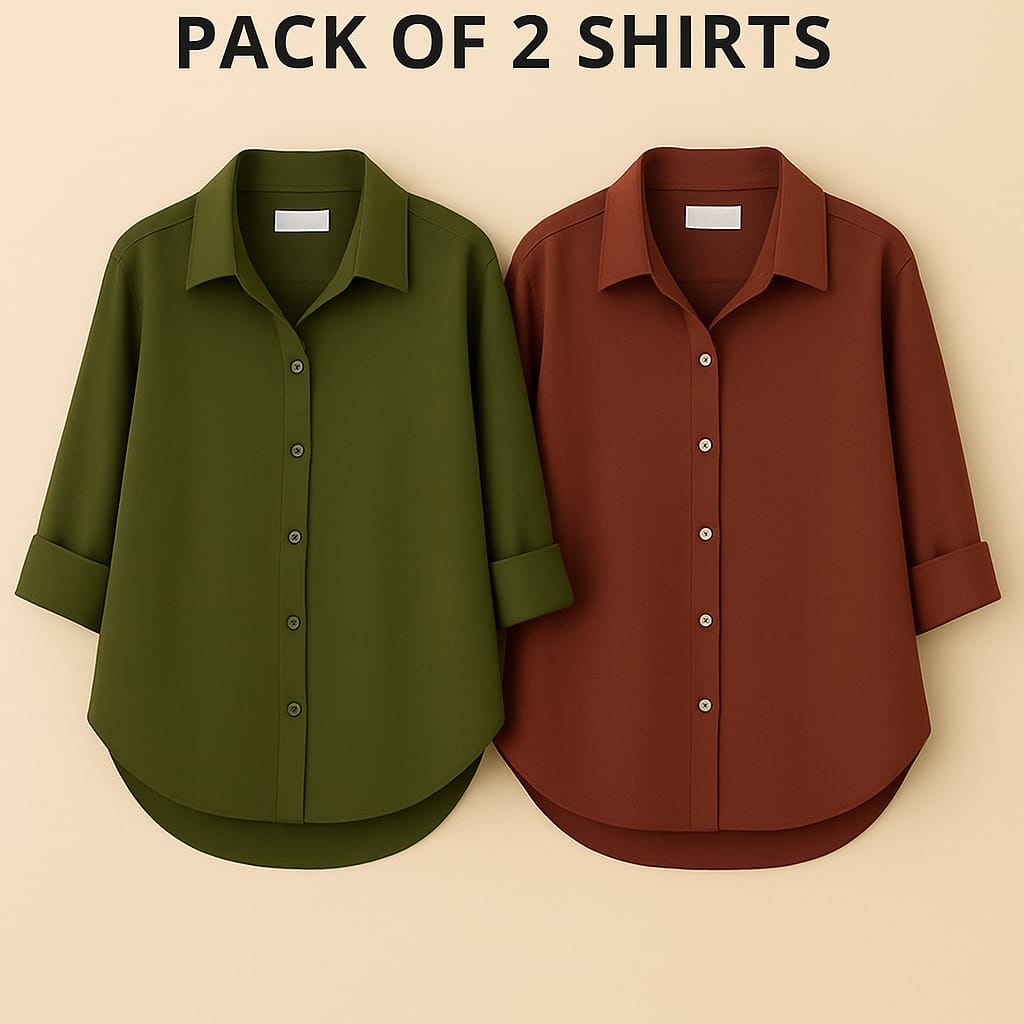 Pack of 2 Premium Casual Shirts – Olive & Brown