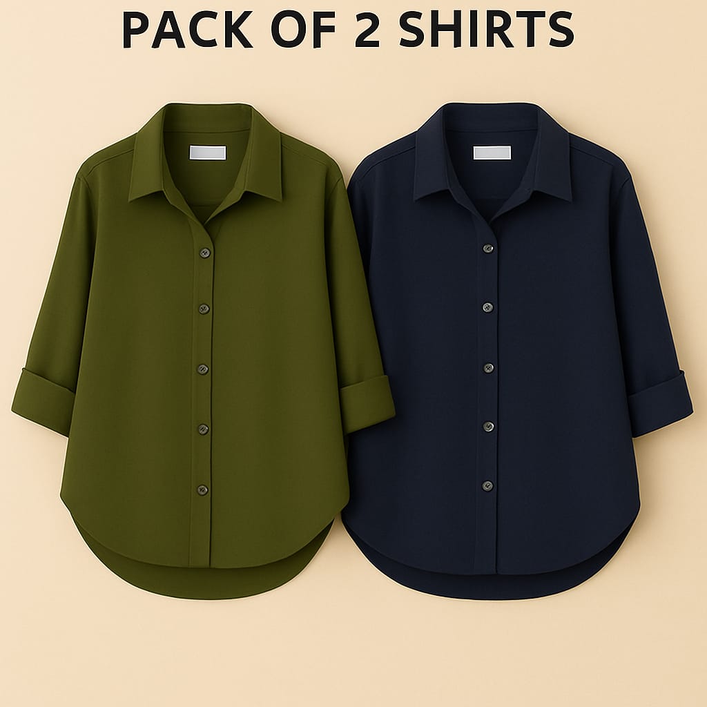 Pack of 2 Premium Casual Shirts – Olive & Navy Blue
