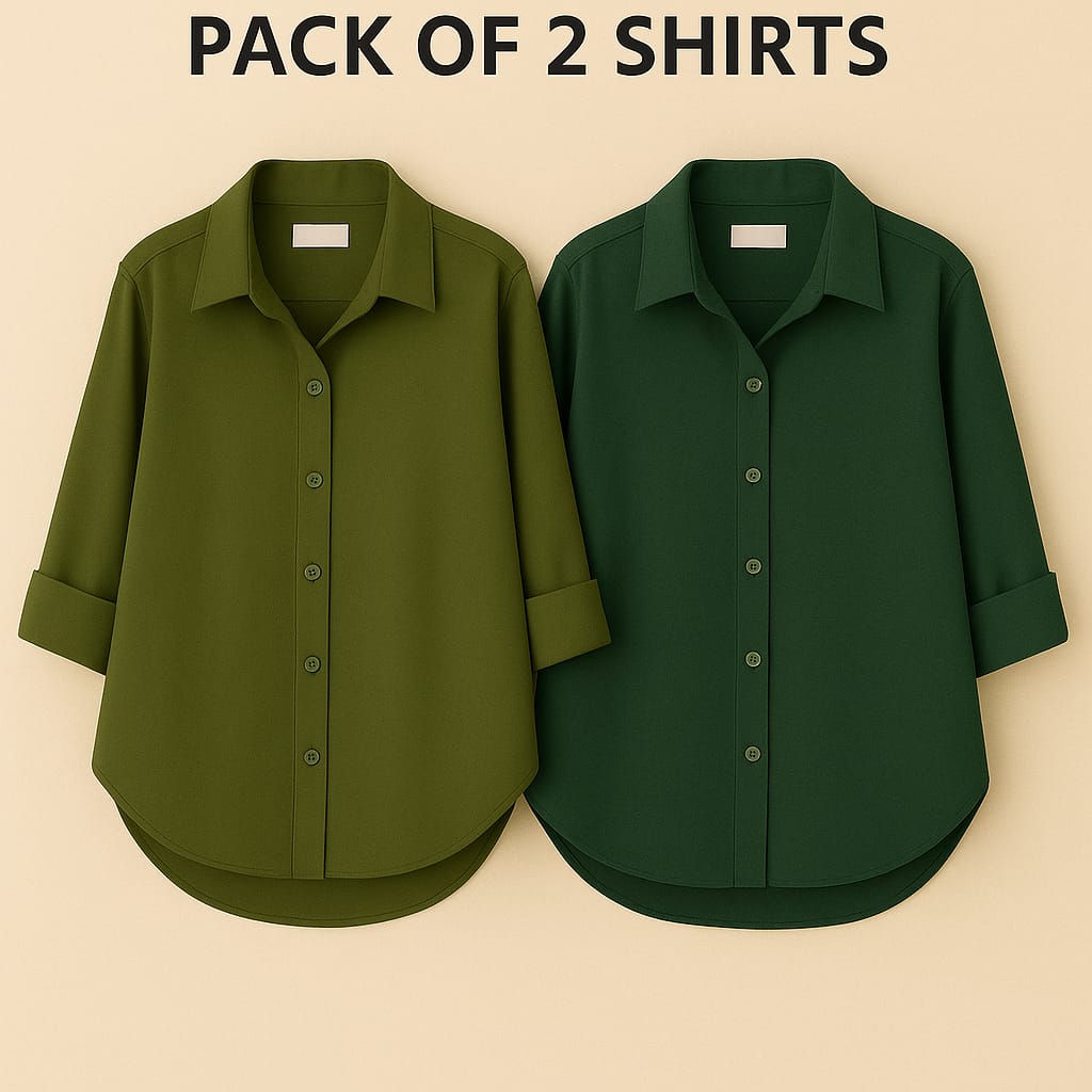 Pack of 2 Premium Casual Shirts – Olive & Dark Green
