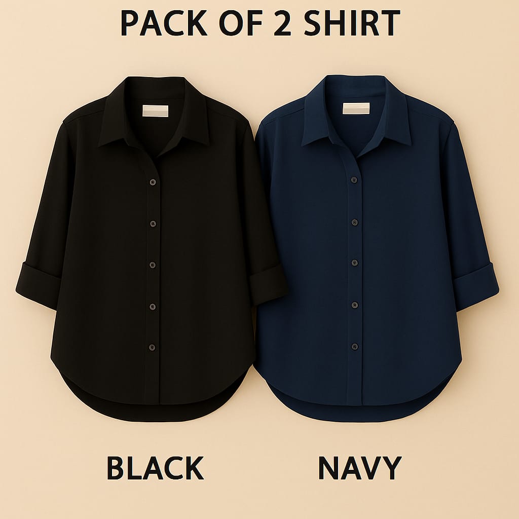 Pack of 2 Premium Casual Shirts – Black & Navy Blue
