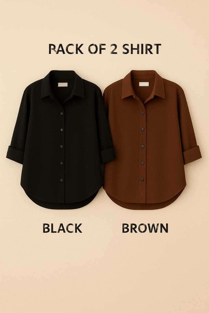 Pack of 2 Premium Casual Shirts – Black & Mahron (Vol. 2)