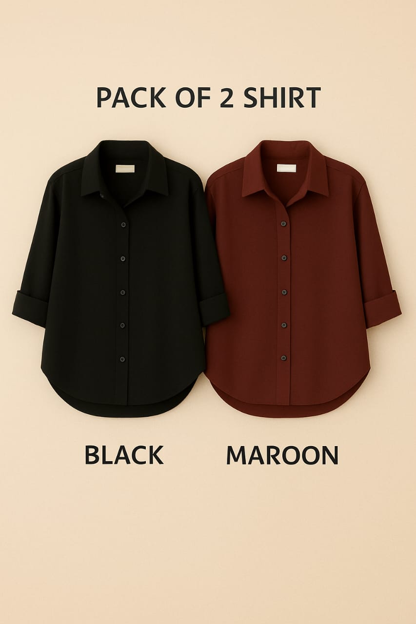 Pack of 2 Premium Casual Shirts – Black & Mahron