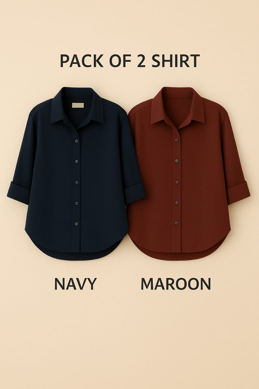 Pack of 2 Premium Casual Shirts – Navy Blue & Mahron