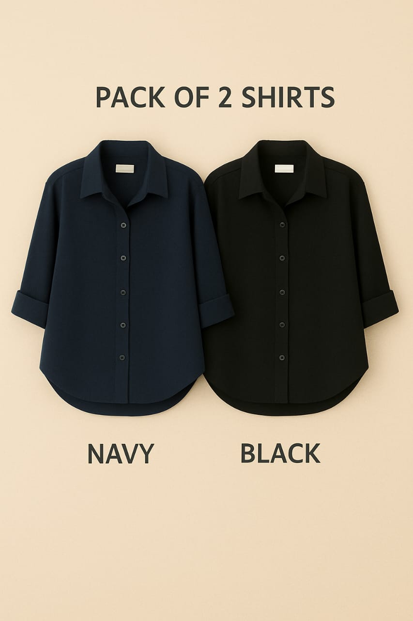 Pack of 2 Premium Casual Shirts – Navy Blue & Black