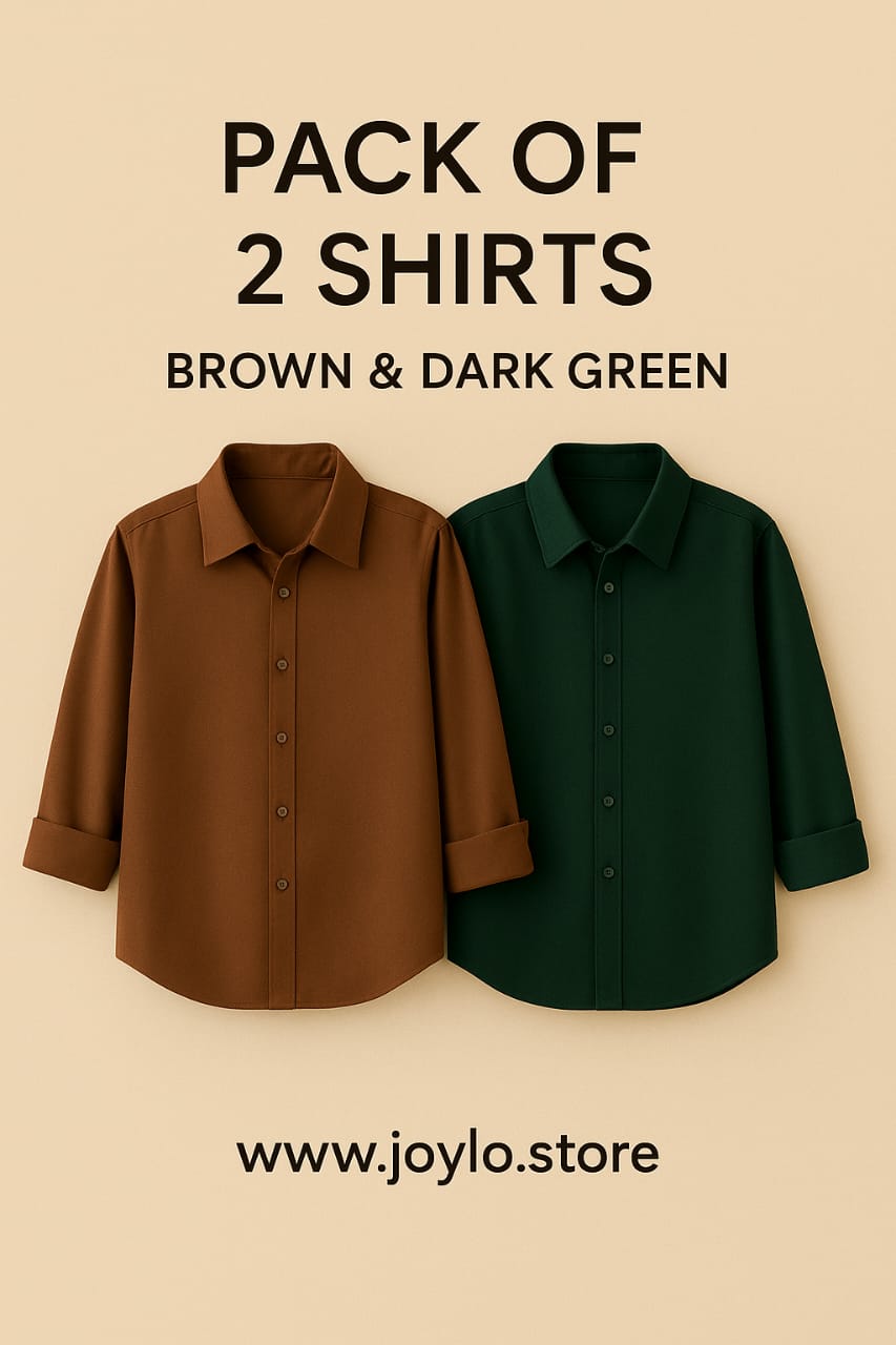 Pack of 2 Premium Casual Shirts – Brown & Dark Green