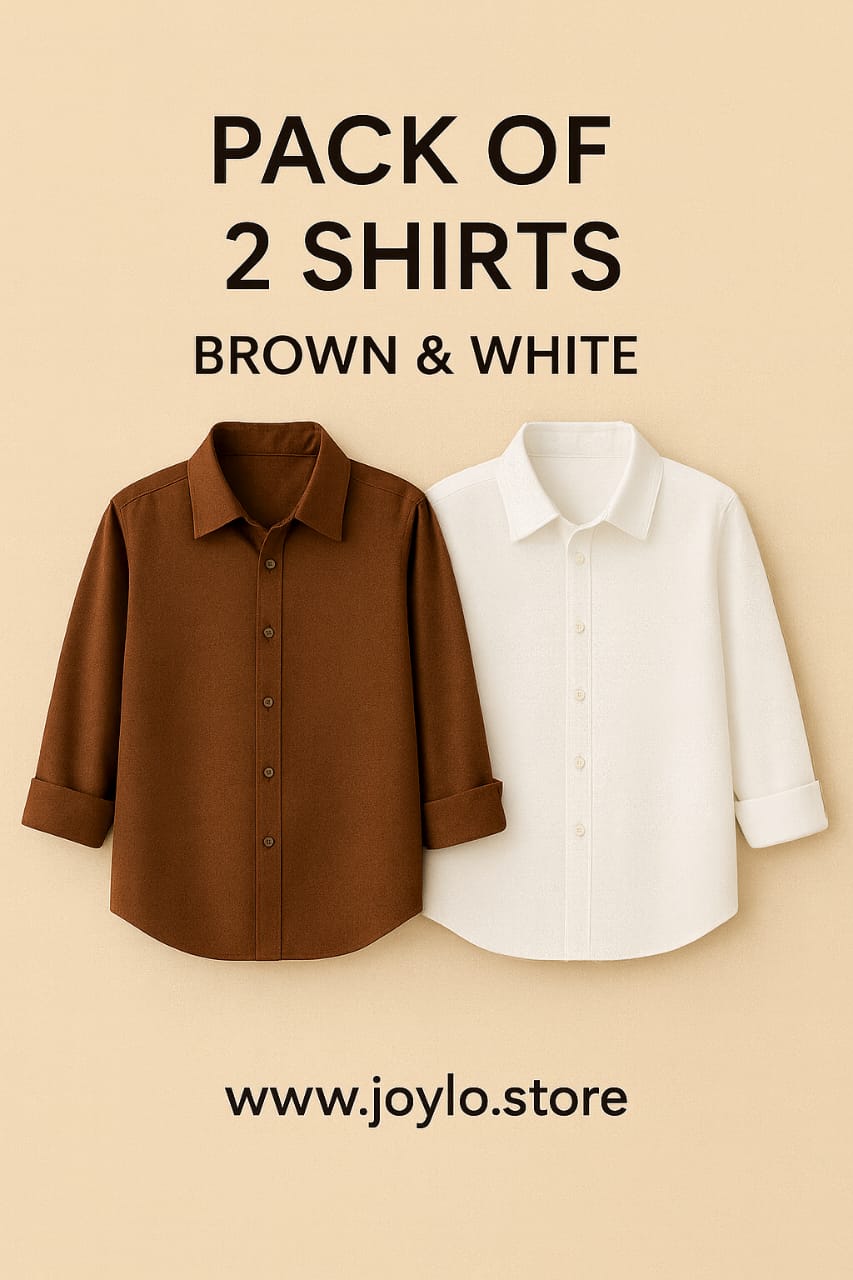Pack of 2 Premium Casual Shirts – Brown & White