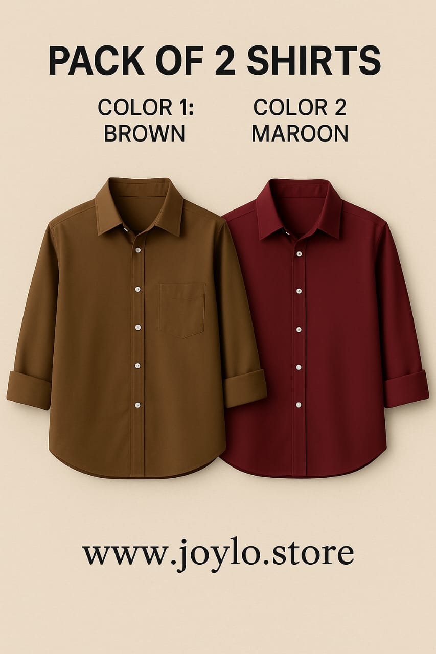 Pack of 2 Premium Casual Shirts – Brown & Mahron (Vol. 2)